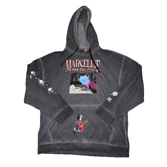 Adventure Time Marceline And The Fries Hoodie Medium grey mineral wash XL Y2K - Picture 1 of 4
